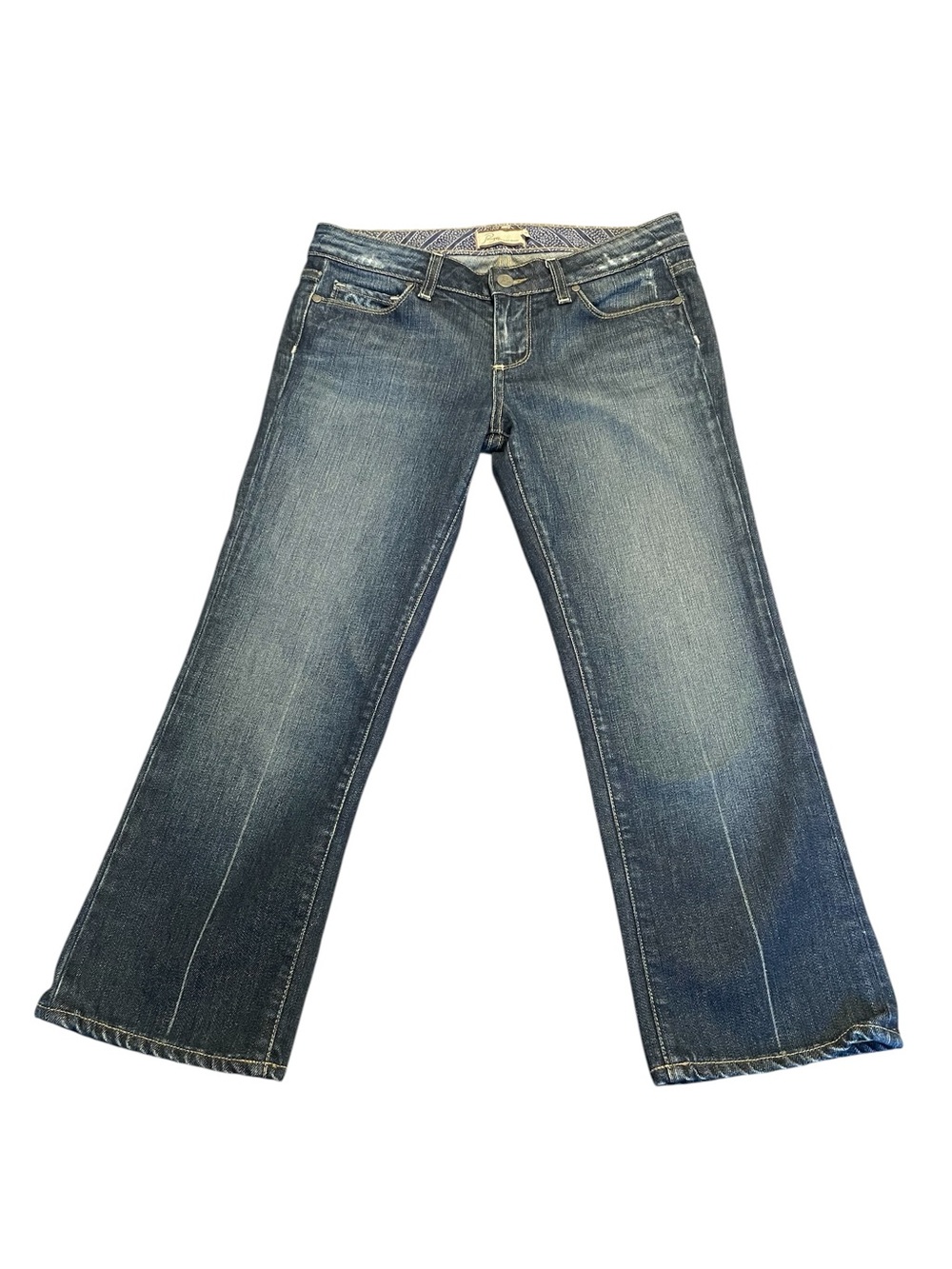 Paige Premium Denim Laurel Canyon Low Rise Bootcut Jeans 28 Vintage Embroidered